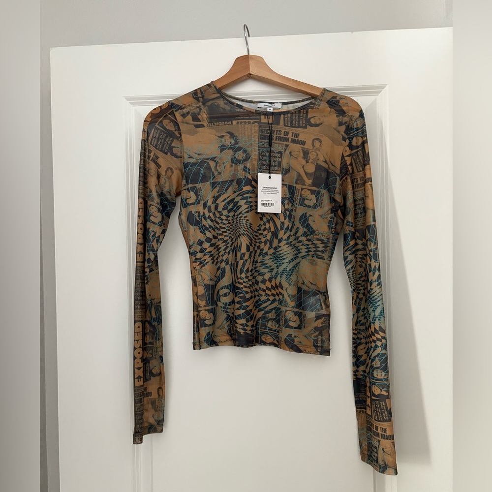 Miaou graphic sheer top